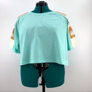 Kappa NWT Aqua Green 222 Banda 10 Core Cropped Short Sleeve T-Shirt, Medium